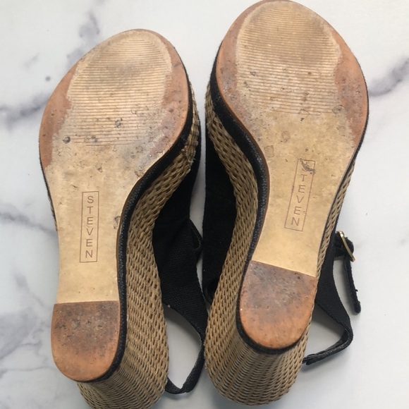 Steven by Steve Madden Black Canvas Mary Jane Style Wedges Size 6M - Picture 10 of 11